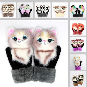 Gants d'hiver tricotés pour enfants, motif Animal, chat, <span class=keywords><strong>licorne</strong></span>, renard, renard, mode enfants, longs et chauds, mignon, dessin animé, mouchettes - Product Image 3