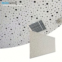 Panneau de plafond décoratif acoustique perforé circulaire en plâtre blanc avec feuilles insonorisantes ignifuges A2