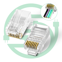 8P8C Connecteur réseau en cristal non blindé RJ45 CAT6 Contact en cuivre à double rangée perforé Trou traversant Tête perforée 8P8C