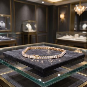 สร้อยข้อมือเทนนิสแบบฮิปฮอปสำหรับทุกเพศ รุ่น Starsgem Masterpiece Square Lab Grown Diamond Chain ขนาด 2.5*2.5 มม. ทรงปรินเซสคัท ทอง 14k - Product Image 4