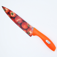 Custom Logo Kleur Gedrukt Keukenmes Rvs Bedrukt Keukenmes Patroon Chef Fruitmessen