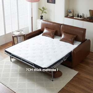 Modern Design Genuine Leather Convertible <b>Sofa</b> <b>Bed</b> 2-Seater Foldable L-Shaped <b>Sofa</b> for Small Homes Luxury Living Room Sleeper - Product Image 1