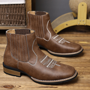 Botas Chelsea Unisex Estilo Cowboy, Cómodas, Impermeables, con Tacón Grueso y Punta en Pico, Botas Occidentales para Hombre, Ideales para Fiestas - Product Image 4