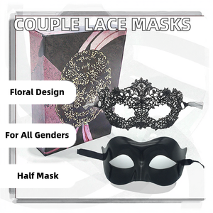 Set di Maschere in Plastica con Pizzo Floreale per Coppie, Maschere Veneziane a Mezzo Volto per Capodanno, per Costumi da <span class=keywords><strong>Donna</strong></span> e Uomo - Product Image 4