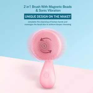 Brosse nettoyante faciale en silicone étanche 2022 avec billes magnétiques rotatives, nettoyeur corporel ciblé, brosse de nettoyage du visage pour le nez - Product Image 3