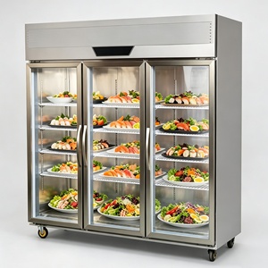 Réfrigérateur de présentation de sushis à trois portes de style moderne, table de préparation de salades réfrigérée grande capacité pour usage en restaurant - Product Image 1