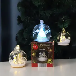 Noel üflemeli cam kişiselleştirilmiş kartopu küçük cam asılı topları cam noel baubles kişiselleştirilmiş