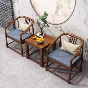 Solid Wood Three Piece Armchair Set <b>Walnut</b> Color Living Room Tea <b>Table</b> Chair Combination New Chinese Style - Product Image 1