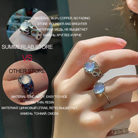 Nouveau produit bijoux en alliage de cristal géométrique bague réglable d'ouverture pour femme