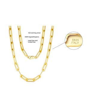 <span class=keywords><strong>Collier</strong></span> minimaliste <span class=keywords><strong>en</strong></span> or véritable 14 carats sur <span class=keywords><strong>argent</strong></span> sterling S925 <span class=keywords><strong>massif</strong></span>, chaîne à maillons plats <span class=keywords><strong>en</strong></span> forme <span class=keywords><strong>de</strong></span> trombone italien pour filles, femmes et hommes - Product Image 4