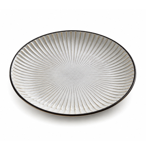 Platos Ecológicos de Cerámica Blanca de 21 cm con Diseño Radial Refinado para Restaurante - Product Image 1