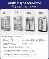 Congélateur vertical commercial haute performance en acier inoxydable pour cuisine de restaurant