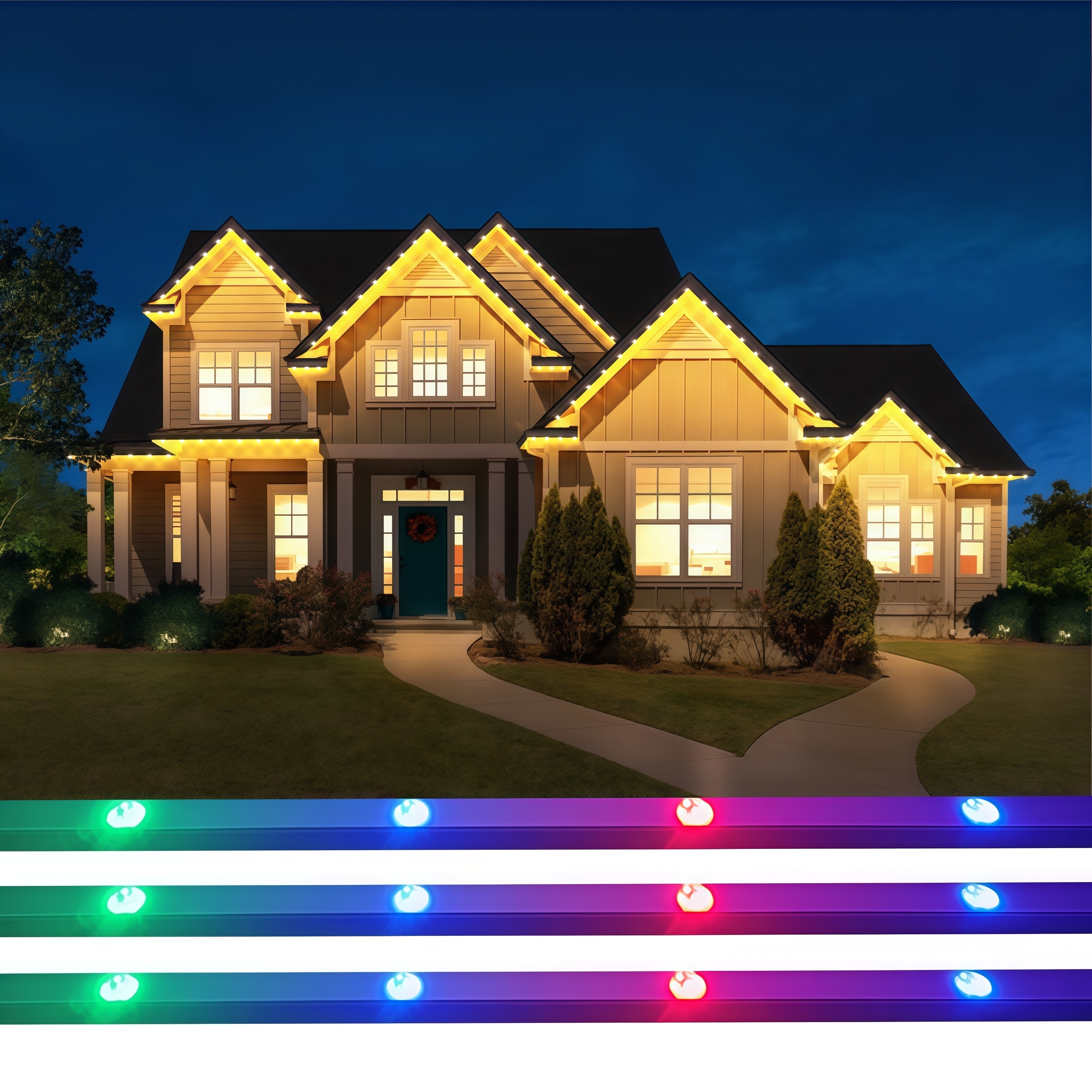 KCX DC24V RGBW Decoration Led Pixel Point Lighting Christmas Holiday Permanent Aluminum Track Outdoor Smart Gemstone Lights