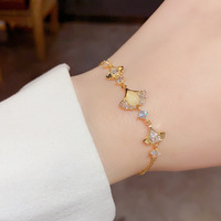 Bracelet à breloques en feuille plaqué or Resoul avec zircon cubique et opale, bracelet coulissant, bracelets d'été pour femmes