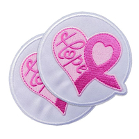 Ruban en forme de coeur de couleur rose espoir conception de sensibilisation au Cancer du sein dos adhésif fer sur broderie patchs de vêtement
