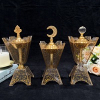 Décoration de Ramadan de Haute Qualité, Encens Arabe Portable en Bois d'Agar pour Bureau Moderne, Hôtel et Maison en Acrylique Doré