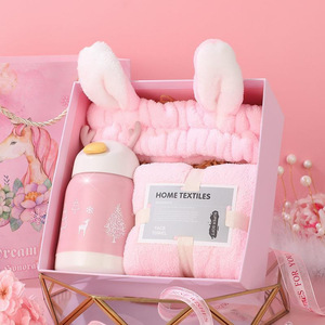 Pink Bunny Ear <b>Bath</b> <b>Set</b> With <b>Towel</b> And Cup For Girls Home Textiles Gift - Product Image 1