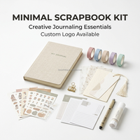 Kit de scrapbooking personnalisé avec couverture en lin minimaliste, papeterie, ensemble cadeau, ruban washi, autocollants, papier pour agenda, journalisation DIY