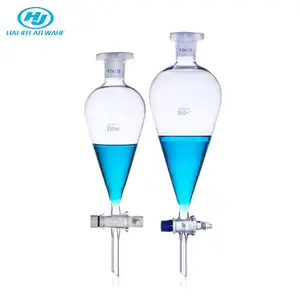 Funnel Factory HAIJU LAB Glassware Equipment Customized Spherical/Pear 60-5000ml Separating Funnel With Plastic Stopper And Glass/PTFE Stopcock