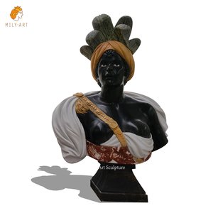 Sculptures de buste féminin de conception classique <span class=keywords><strong>Statue</strong></span> de femme <span class=keywords><strong>africaine</strong></span> noire <span class=keywords><strong>en</strong></span> marbre - Product Image 5