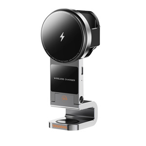 Chargeur de voiture magnétique 3in1 15W <span class=keywords><strong>AutoAlign</strong></span> Wireless Fast Charging Military Suction Dashboard Air Vent Phone Holder - Product Image 1