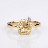 Bague Fleur d'Hibiscus Hawaïenne, Bijou Plage Océanique, Motif Végétal Néerlandais des Îles Hawaïennes
