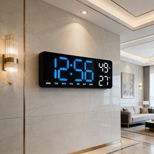 Nuovo <span class=keywords><strong>Orologio</strong></span> Digitale <span class=keywords><strong>da</strong></span> Parete 3D Silenzioso con LED, Temperatura, Umidità, Retroilluminazione e Allarme, Design Moderno <span class=keywords><strong>da</strong></span> <span class=keywords><strong>Appendere</strong></span> per Soggiorno e Arredamento Casa - Product Image 4