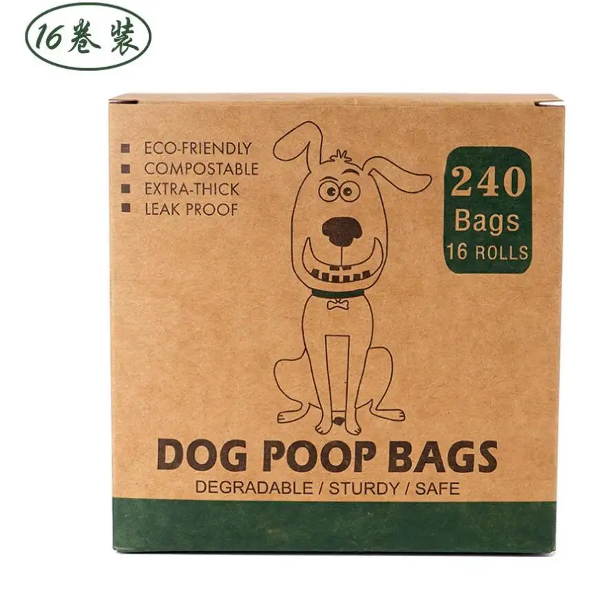 Sacos de cocô de cachorro ecológico biodegradáveis, saco de resíduos feitos de milho com logotipo personalizado