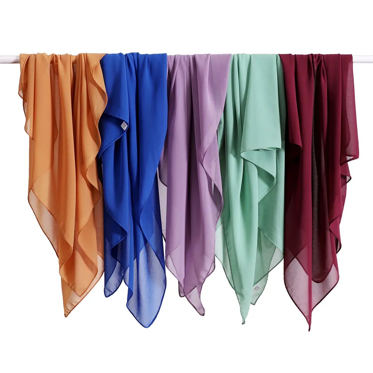 Zandy OEM & ODM Muslim 90*90 perle chiffon hijab arcobaleno di colore quadrato sciarpa da donna sciarpe foulard