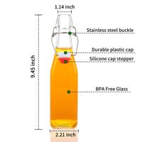 Bouteilles en verre à bouchon basculant de 12 oz, bouteilles carrées de 375 ml avec bouchons hermétiques pour kombucha, kéfir, extrait de vanille, bière