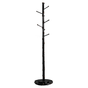 Porte-manteau en bambou fait main, couleur foncée, style chinois moderne, meuble de rangement sur pied pour salon - Product Image 5