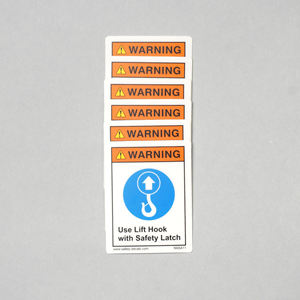 Etiqueta de seguridad para gancho de grúa industrial: Utilice gancho de elevación con dispositivo de seguridad. Etiqueta de instrucciones de elevación industrial. - Product Image 1