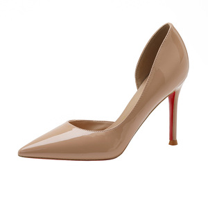 JIANFAN 2025新款红底尖头侧切性感裸色超高跟鞋女秋季惊艳细高跟优雅黑色高跟鞋 - Product Image 5