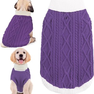 Suéter para perros, rojo, tejido, cuello alto, estilo clásico, para perros pequeños, ropa cálida de invierno - Product Image 2