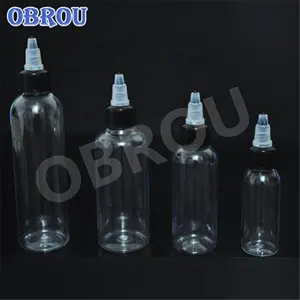 Botol Pigmen Plastik Remas Hewan Peliharaan, 30Ml 60Ml 100Ml 120Ml 250Ml dengan Tutup Putar untuk Botol Tinta Botol Minyak Rambut