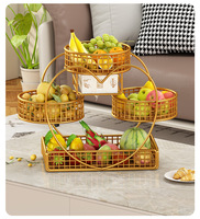 Table basse de salon moderne haut de gamme en fer avec rangement, plateau à fruits multi-niveaux, panier à fruits domestique, écologique