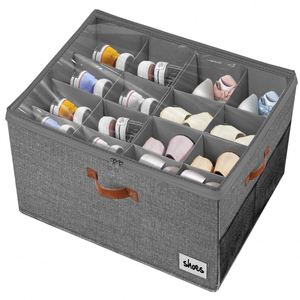 Boîte de rangement pour chaussures en tissu Oxford réglable avec couvercle transparent empilable - Product Image 1