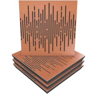 Acoustic Panel 500x500x54 Mm Wood Veneer Perforated Sound Absorbing Board For KTV Conference Room - Product Image 2