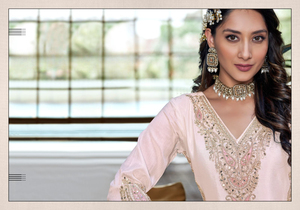 Salwar Kameez de mariage ethnique de style chinon non soyeux de qualité supérieure pour femmes avec de riches embellissements - Product Image 4