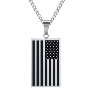 Collar con colgante de bandera americana, diseño geométrico rectangular de 22mm, color dorado y plateado, joyería de regalo para uso diario - Product Image 5