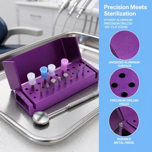 Bloques para Fresas Dentales de 30 Orificios, Estuche para Agujas de Torno de Doble Uso (Alta y Baja Velocidad) con Desinfección para Consultorio Dental - Product Image 3