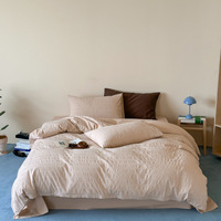 Ensemble de housse de couette en jacquard teint en fil 100% coton, certifié Oeko Tex, texture bulle, ensemble de literie multi-tailles SB QB KB SKB