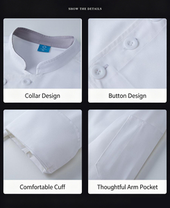 Conjunto de Uniforme de Chef Profesional Unisex con Botones Laterales de Tela Texturizada y Dobladillo con Puños para Servicios de Catering y Bistro - Product Image 6