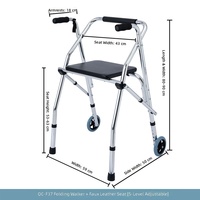 Déambulateur à 2 roues en alliage d'aluminium avec siège pour personnes âgées, idéal pour la rééducation et la thérapie – Vente en gros usine