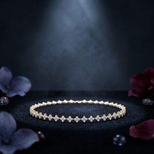 Women's Lab Grown Filled Diamond Clover Cluster Round Brilliant Cut Solid Gold Floral <b>Choker</b> Necklace 100% Gift - Product Image 1
