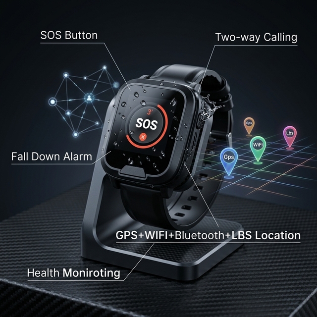 Personal Security Alarm System EV06 Elderly Watch 4G GPS Kids Tracking Device Fall Detection Smartwatch GPS Tracker Locator