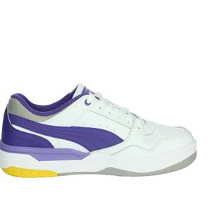 Zapatillas de Baloncesto Acolchadas con Cordones para Hombre, Parte Superior Sintética, Suela de Goma, Blanco Morado 400197 - Product Image 4