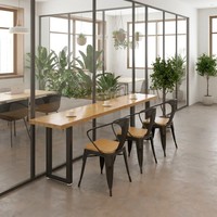 Ensemble de restaurant moderne de style industriel pour café et centre commercial, chaises et table en bois massif durables