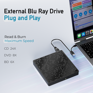 Grabadora de <span class=keywords><strong>Blu</strong></span>-<span class=keywords><strong>ray</strong></span> Multifuncional de Alta Velocidad USB/Tipo-C, Unidad Óptica Externa de <span class=keywords><strong>DVD</strong></span>/BD para Computadora Portátil, Móvil y de Escritorio - Product Image 2