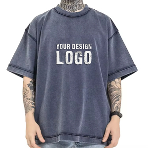 Camiseta de Hombre de Moda Casual, de Media Manga, Lisa, Extra Grande, con Logotipo Personalizado, 100% Algodón, Estilo Vintage, Lavada al Ácido - Product Image 4